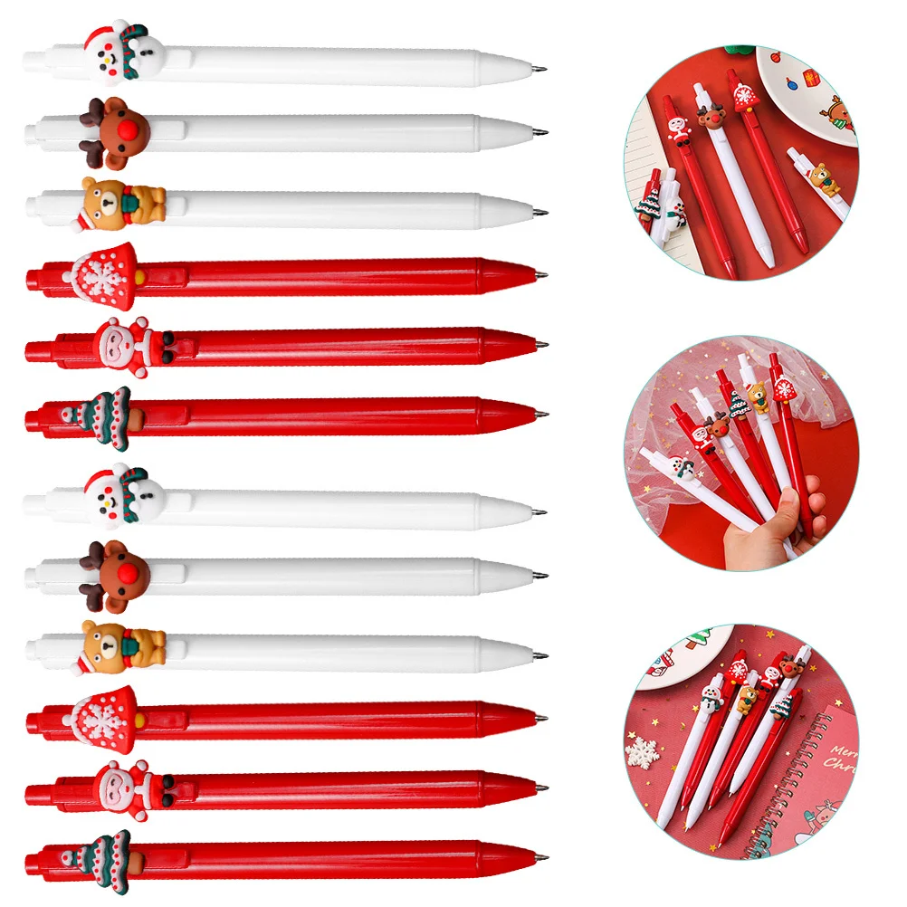 

12pcs Christmas Gel Press-Type Office Writing Pens Writing Pens For Students Office School Stationery Gifts