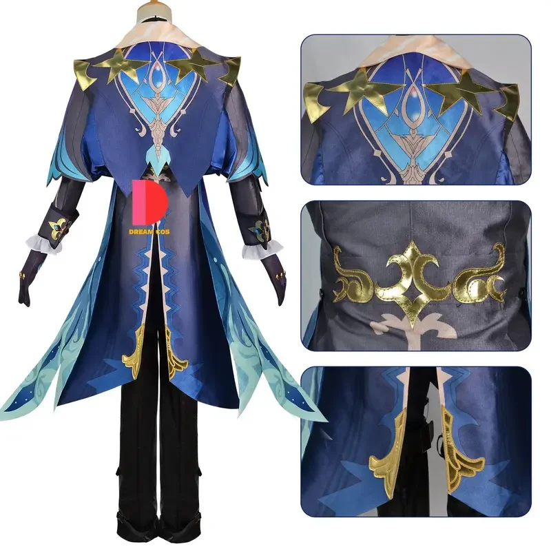 Genshin Impact Neuvillett Косплей Костюм Фонтейн Главный Парик Справедливости Орданер Недорожной Судья Униформа Хэллоуин Outfi@0Z*