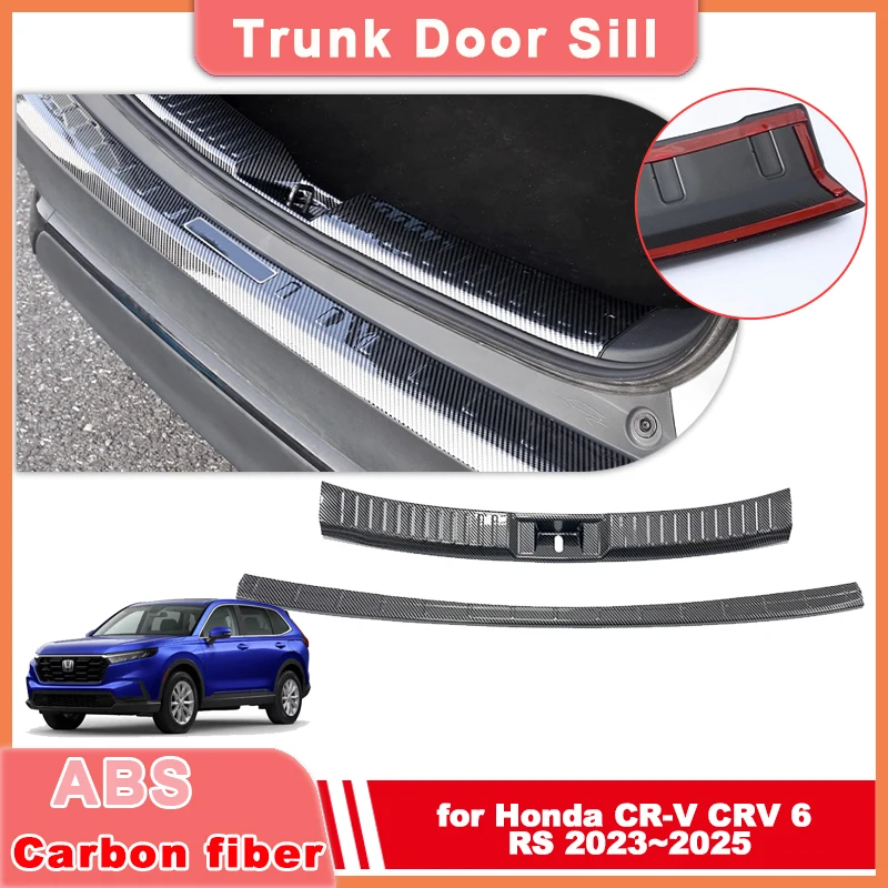 

Trunk Door Sill for Honda CR-V CRV 6 RS Breeze 2023~2025 Carbon Fiber Threshold Guard Plate Trim Strips Sticker Part Accessories