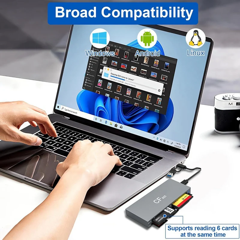 6 Cards At the Same Time Read /MS/SD/TF/XD/Cfast Camera Card Reader Mobile Phone Tablet Memory Card Reader-DTB3