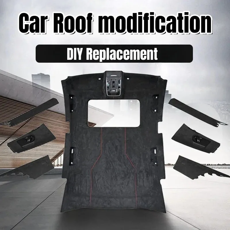 الجلد المدبوغ غطاء الرأس النسيج رغوة المدعومة لسيارة شاحنة الداخلية تقليم حماية الشيخوخة كسر تلاشى لتقوم بها بنفسك استبدال سقف السيارة قماش من جلد الغزال #4