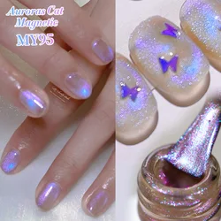 BORN PRETTY 10ml Purple Auroras Cat Magnetic Gel Nail Polish Reflective Sparkling Glitter Semi Permanent Soak Off LED UV Varnish