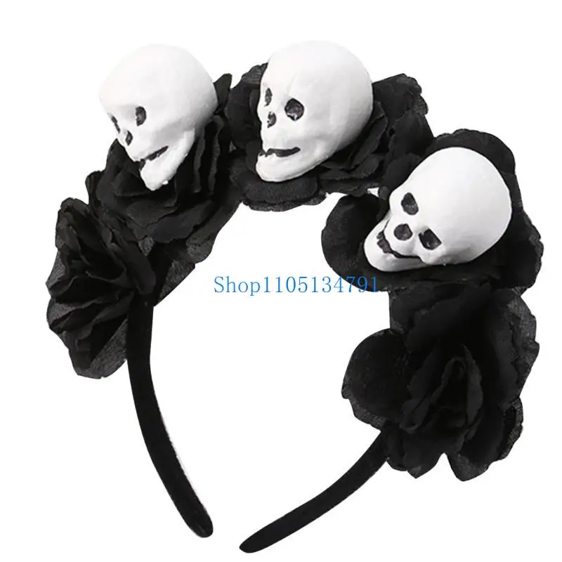 

98km Halloween Skull Head Headband Headband Hair Hoop Headband Flower Decorative