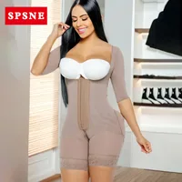 Hourglass-Faja Bbl con ganchos delanteros para mujer, fajas colombianas para amamantar, ropa moldeadora posparto con mangas