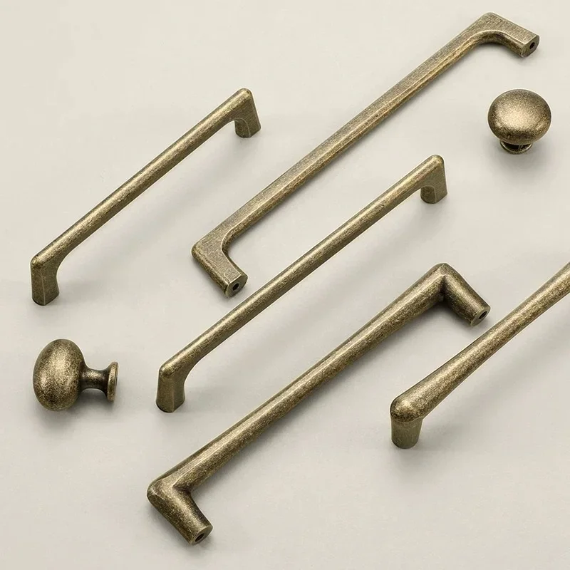 Antique Long Kitchen Cabinet Storage Handles Retro Cabinet Wardrobe Door Pull Drawer Knobs Bronze Closet Handles For Furniture