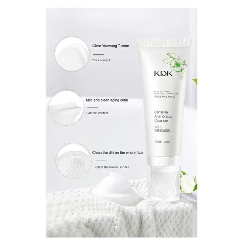 1/2/3 PCS Camellia Amino Acid Facial Cleanser With Brush Head Deep Cleansing, Fresh Oil Control Foaming, Mild Non-Irritant