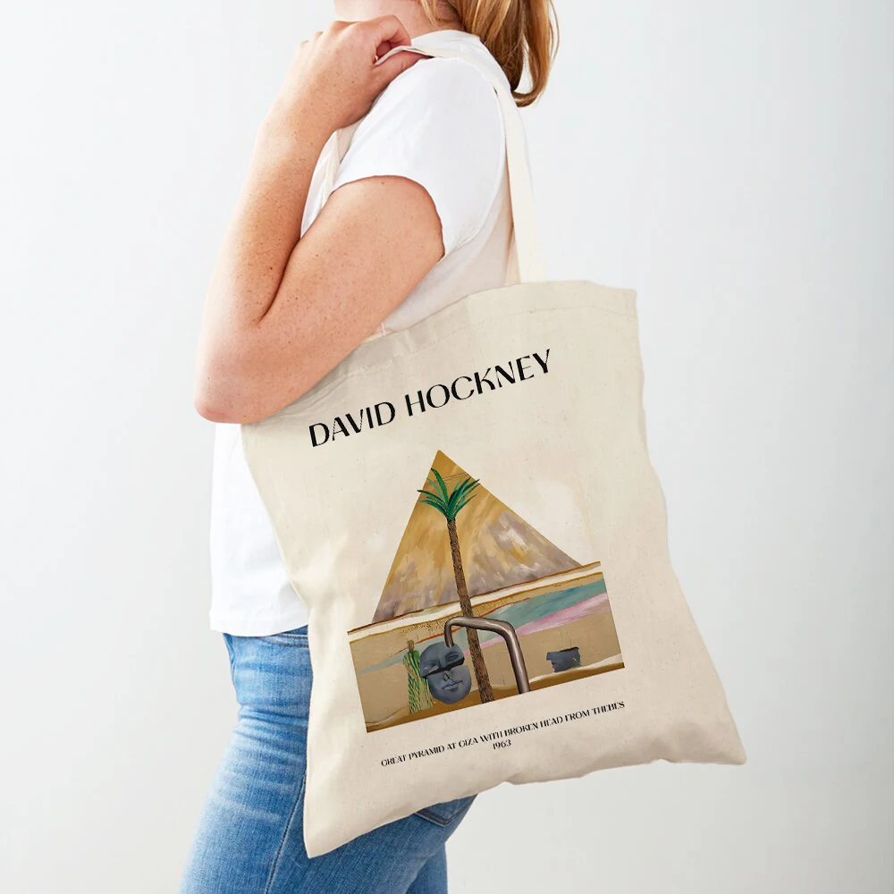 David Hockney Sunbather Pool Deckchairs Handbag Foldable Women Shopper Bag Harajuku Style Canvas Tote Lady Cloth Shopping Bags