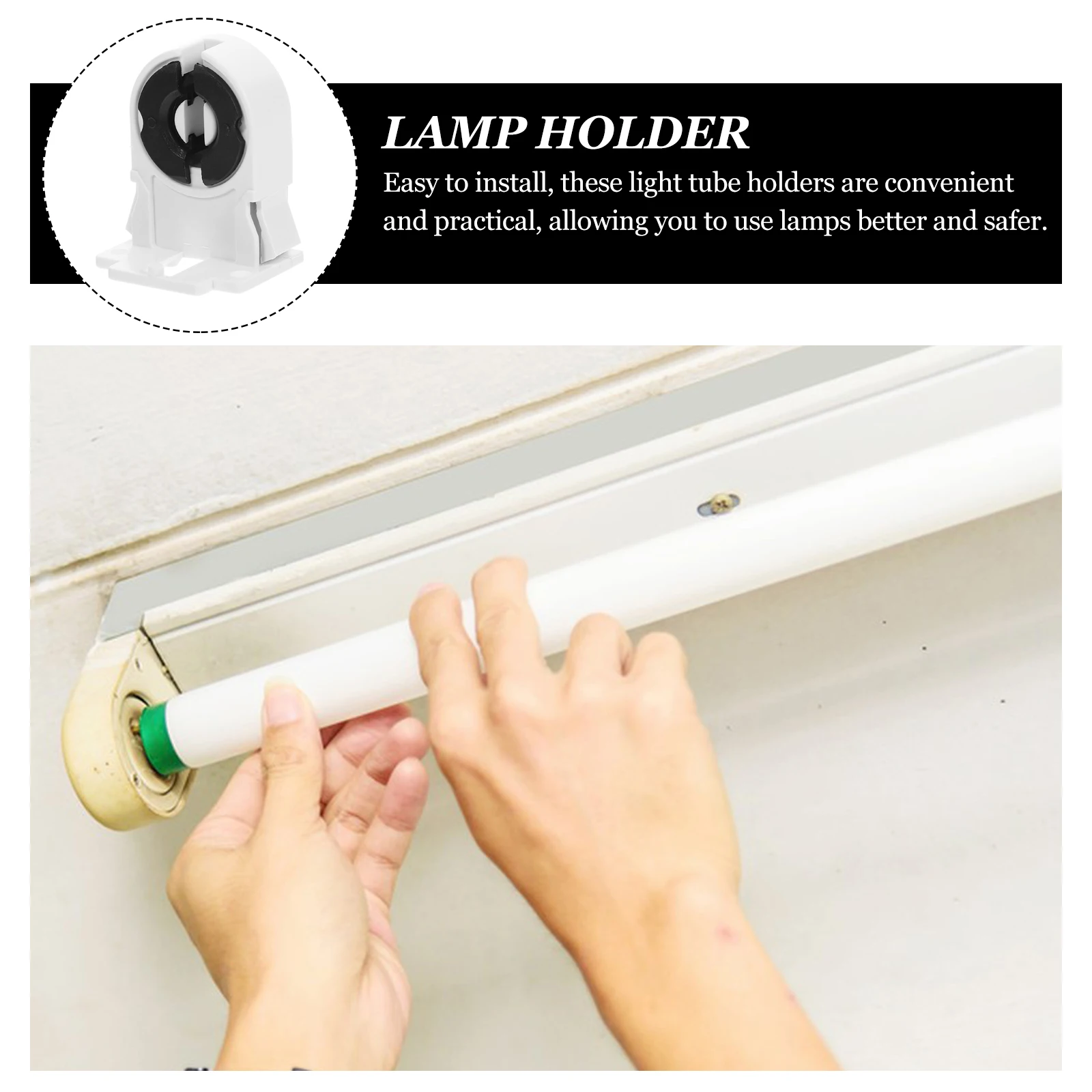 

50pcs Fluorescent Tube Light Socket Holder Durable Sturdy Easy Install Long Lasting Home Kitchen Bedroom Shop Restaurant Library