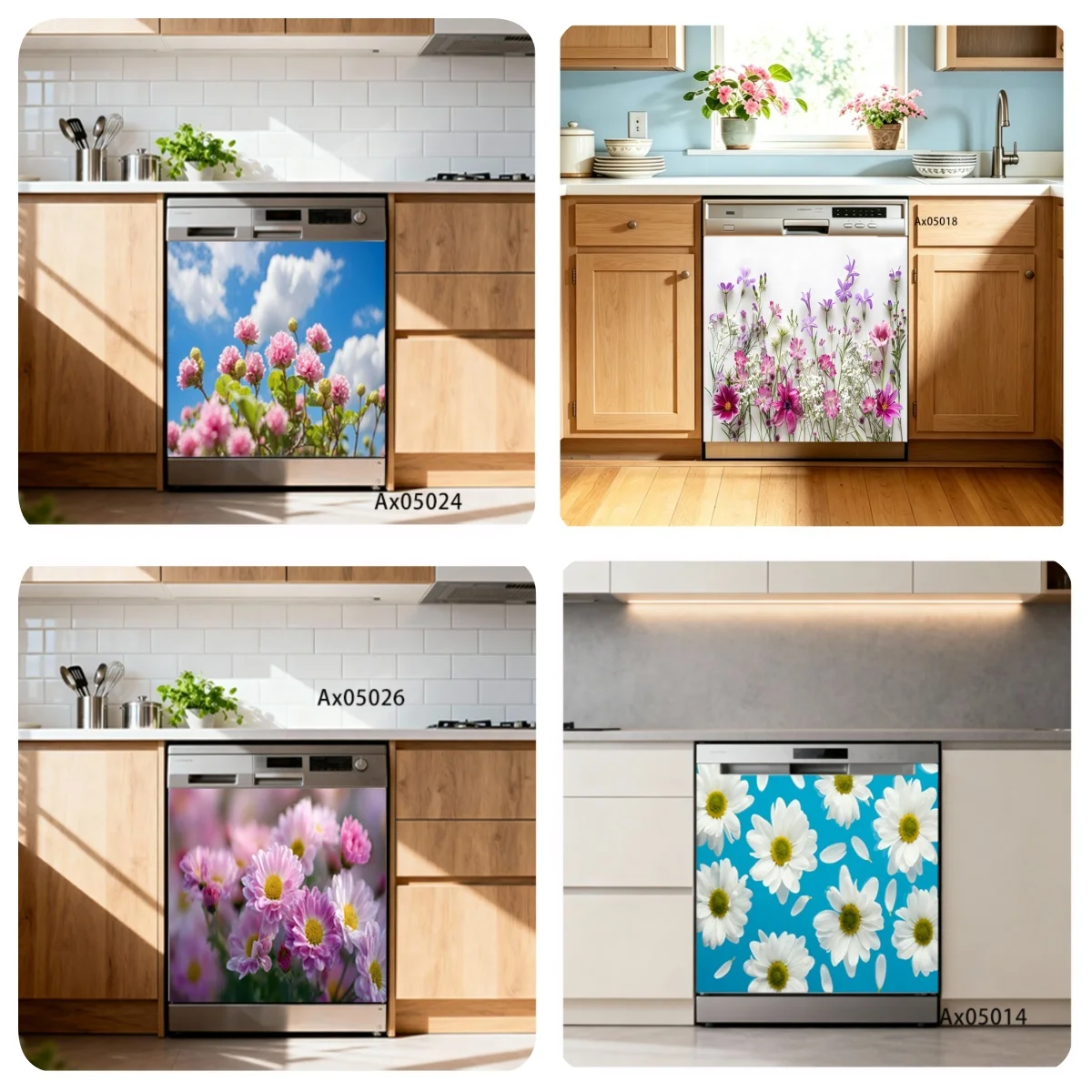 Daisy Wild Flower Dishwasher Door Wrap Sticker for Decorative Washing Machine Cabinets Wardrobe Door Aesthetics Decor