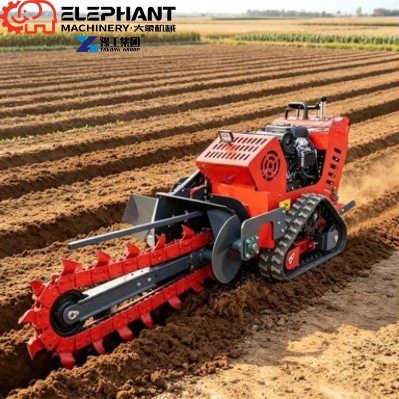 Walk Behind Chain Trencher, Portable 20HP Trenching Equipment For Farm Irrigation Pipe Installation