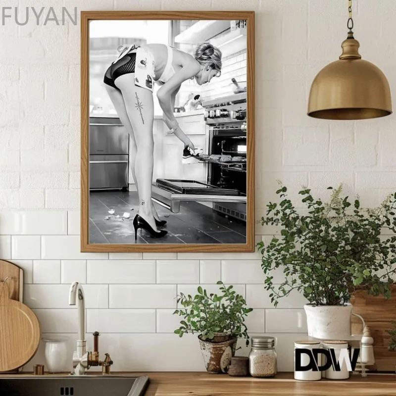 Sexy High Heels Women Canvas Print, Vintage Black White Poster, Fashion Photography Wall Art Painting for Kitchen Room Decor