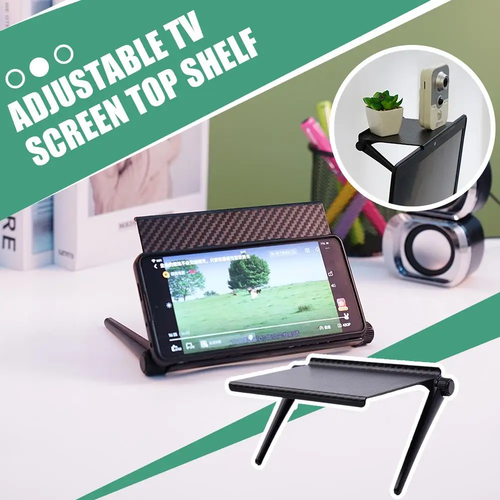 Adjustable TV Screen Shelf Rack Holder Computer Monitor Desktop Screen Shelf TV Buddy Organizer Home Office Storage Rack