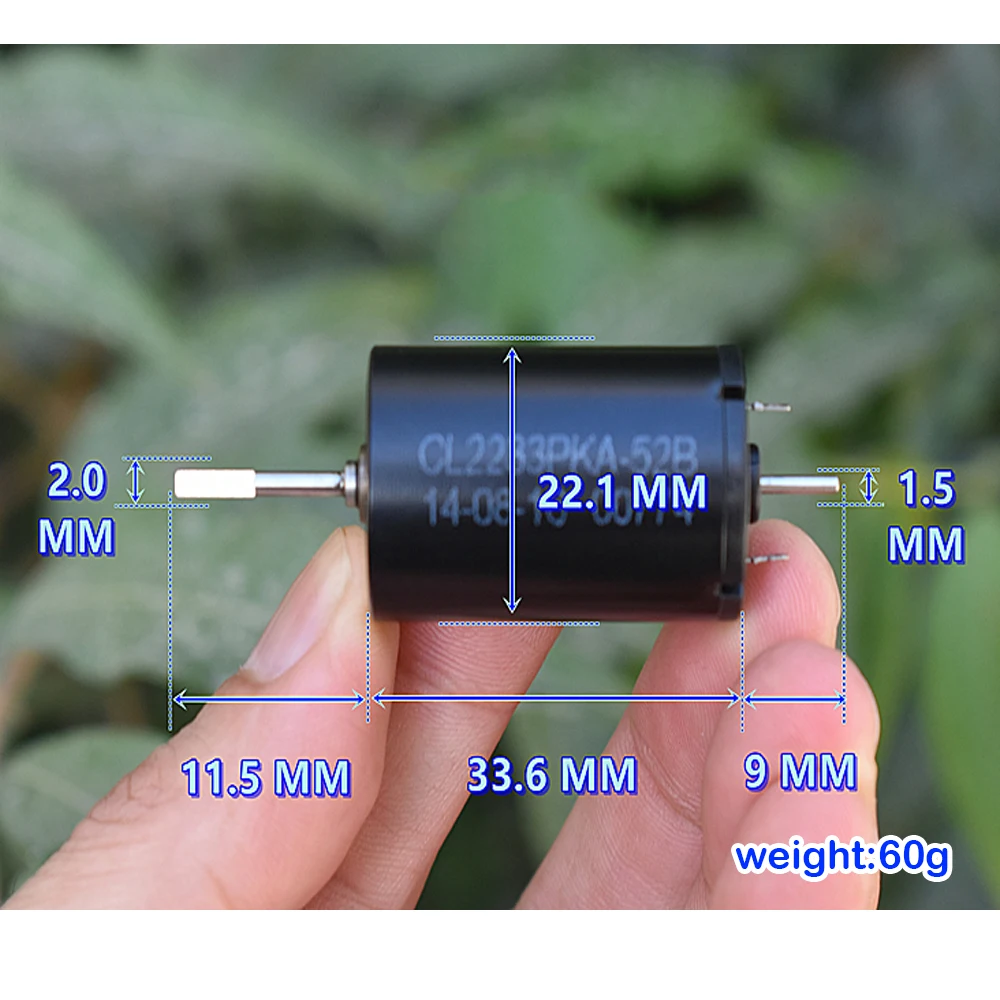 22mm*33mm Micro Coreless Mute Motor NdFeB Strong Magnetic DC 12V-60V 48V 11600RPM High Speed Large Torque D-shaft High Precious