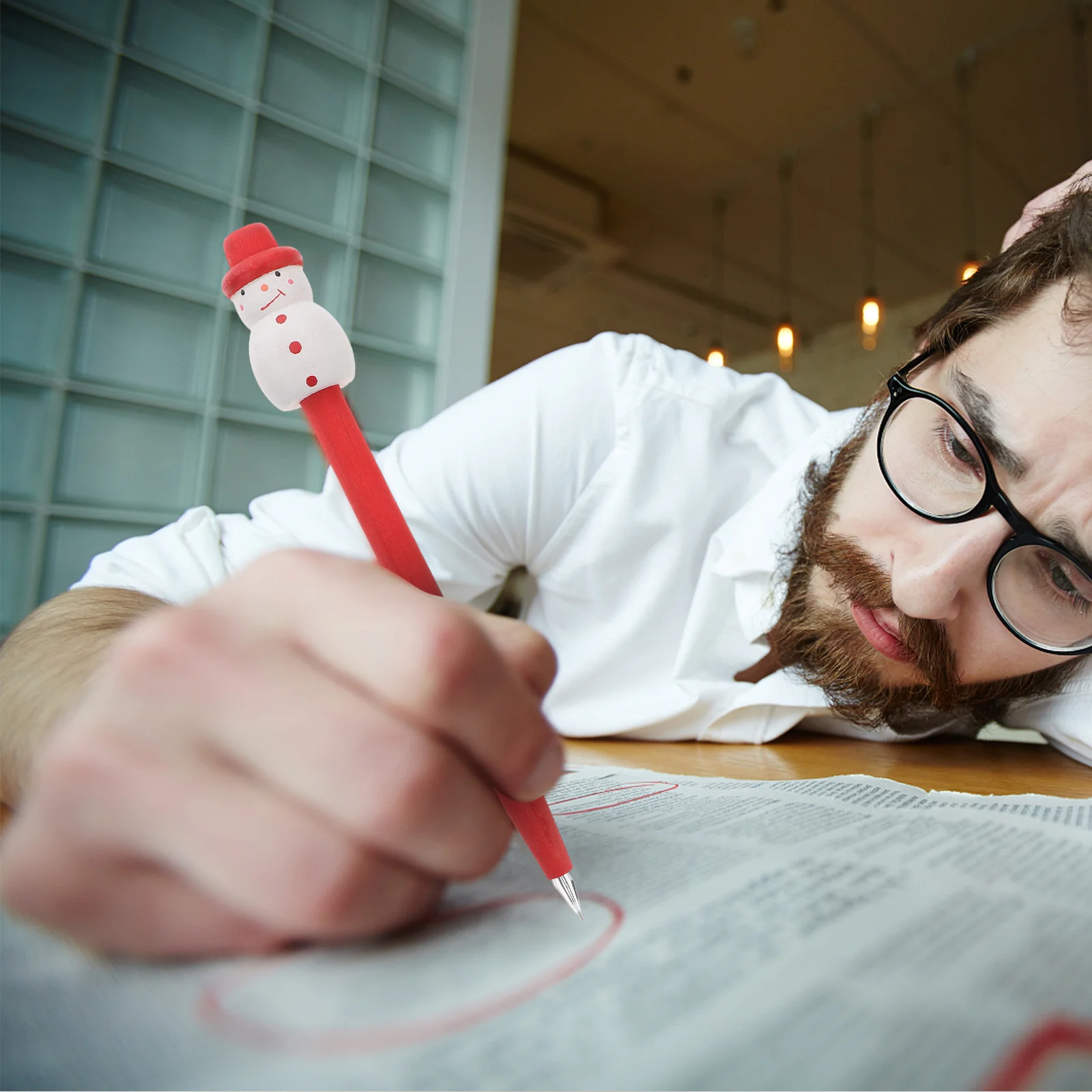 

Christmas Pens Snowman Shaped Wooden Carved Gel Ink Pens Classroom Office Holiday Writing Party Favors Christmas Stationery