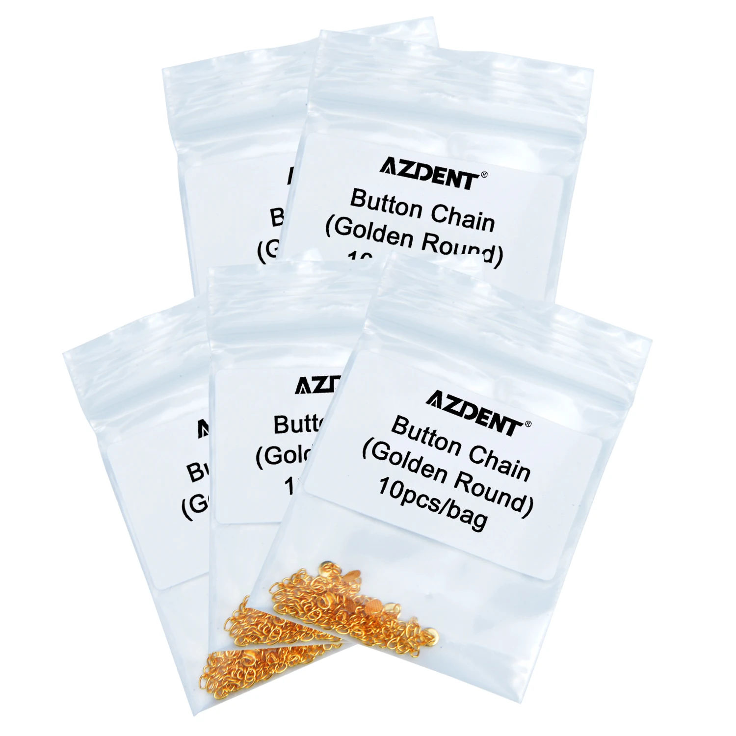 Azdent 2pcs/Pack Dental Orthodontics Lingual Traction Button  Chain Golden Round Acessorios Materials