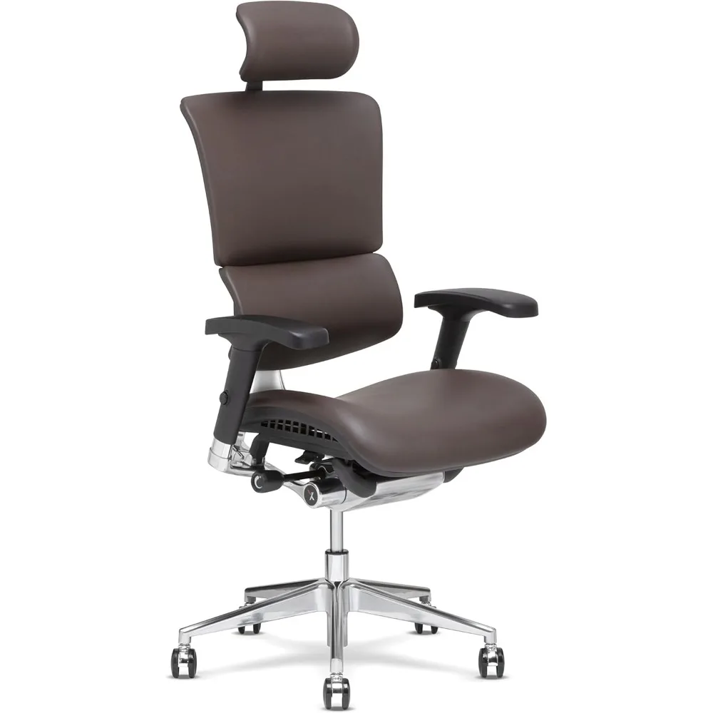 Office Chair, Brown Leather With Headrest - Floating Recline/Stunning Aesthetic/Adjustable,gaming Chairs