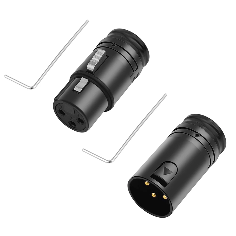 Male/Female Professional XLR Adapter 3 Pin XLR Microphone Audio Cables Connector 90 Degree Right Angle Zinc Alloy Shell for Mic