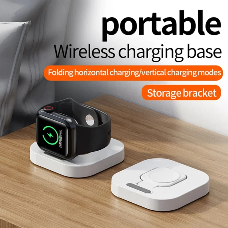 AT82-2 In 1 Portable Wireless Charger For Magnetic Charging Dock Station Type C Charger For Apple Watch Series 9 8 7 6 5 4