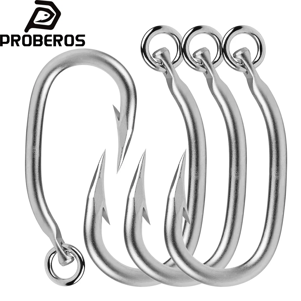 

PROBEROS 11/0-16/0 Sharp Barbed Saltwater Heavy Duty Tuna Fishing Hook for Sea Fishing 5pcs Large Stainless Steel Fishing Hooks