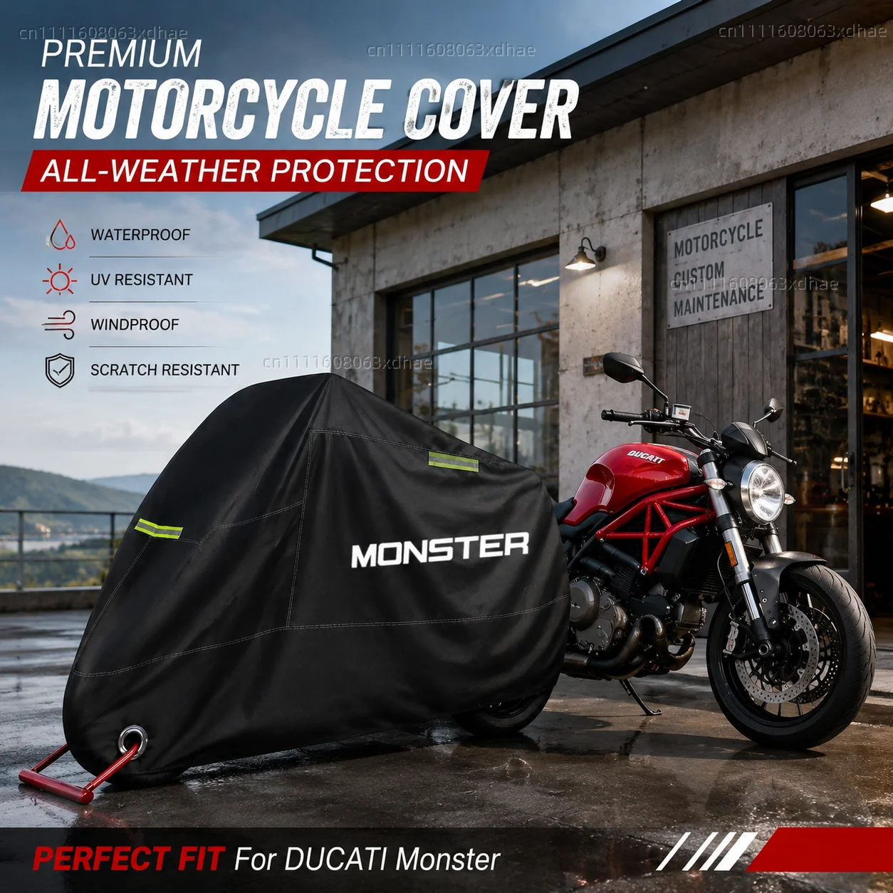 

Premium Motorcycle Cover All Weather Dust Rain UV Protection 190T Oxford Cloth For For DUCATI Monster 796 Hypermotard Monster