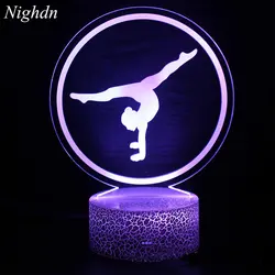 Ginnastica artistica luce notturna 3D per la decorazione della stanza telecomando USB LED illusione ottica lampada 3D regalo di natale di compleanno per bambini