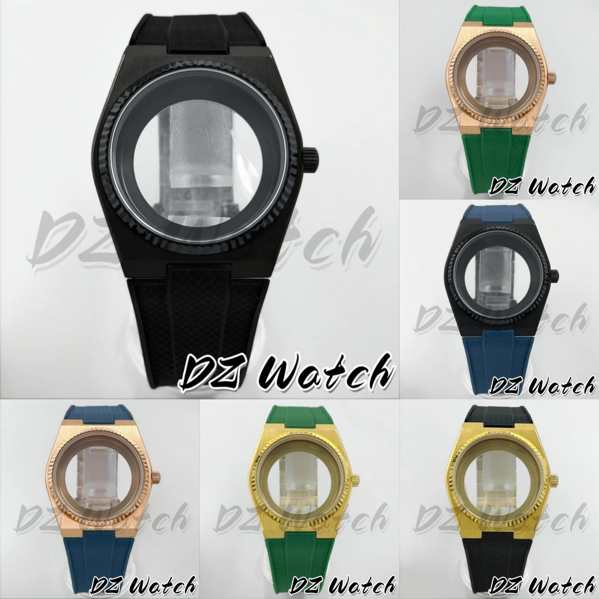 DZ 40mm Electroplated Stainless Steel Case Rubber Strap Fits Super Player PRX NH35 NH36 PT5000 ETA2824 Movement Sapphire Glass