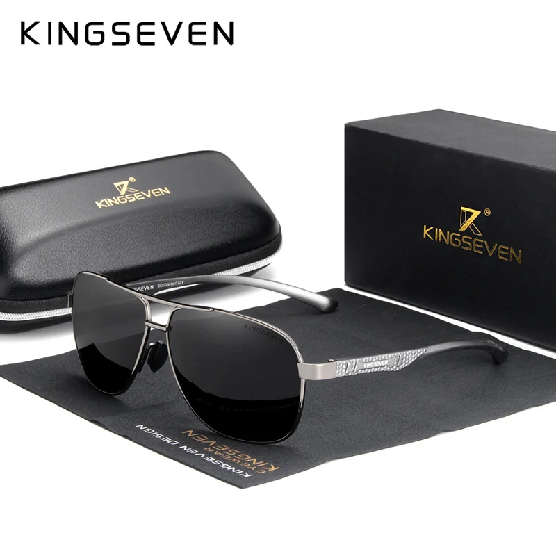 KINGSEVEN Marke Männer Sonnenbrille Polarisierte Aluminium UV400 Spiegel Sonnenbrille Frauen 4
