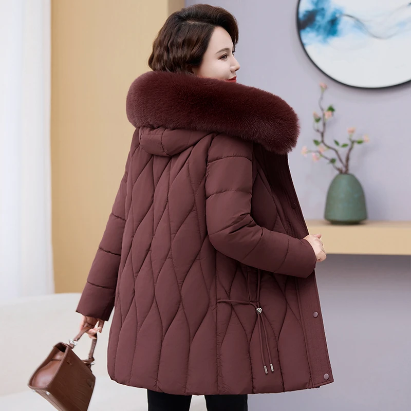 

Куртка на хлопковой подкладке для мам среднего возраста, женская зимняя новая короткая теплая хлопковая стеганая куртка, повседневная верхняя одежда с капюшоном