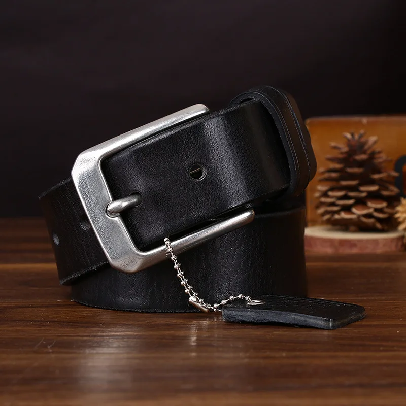 

Мужской простой повседневный ремень из воловьей кожи, молодежный модный ремень из нержавеющей стали, ремень шириной 3,8 см