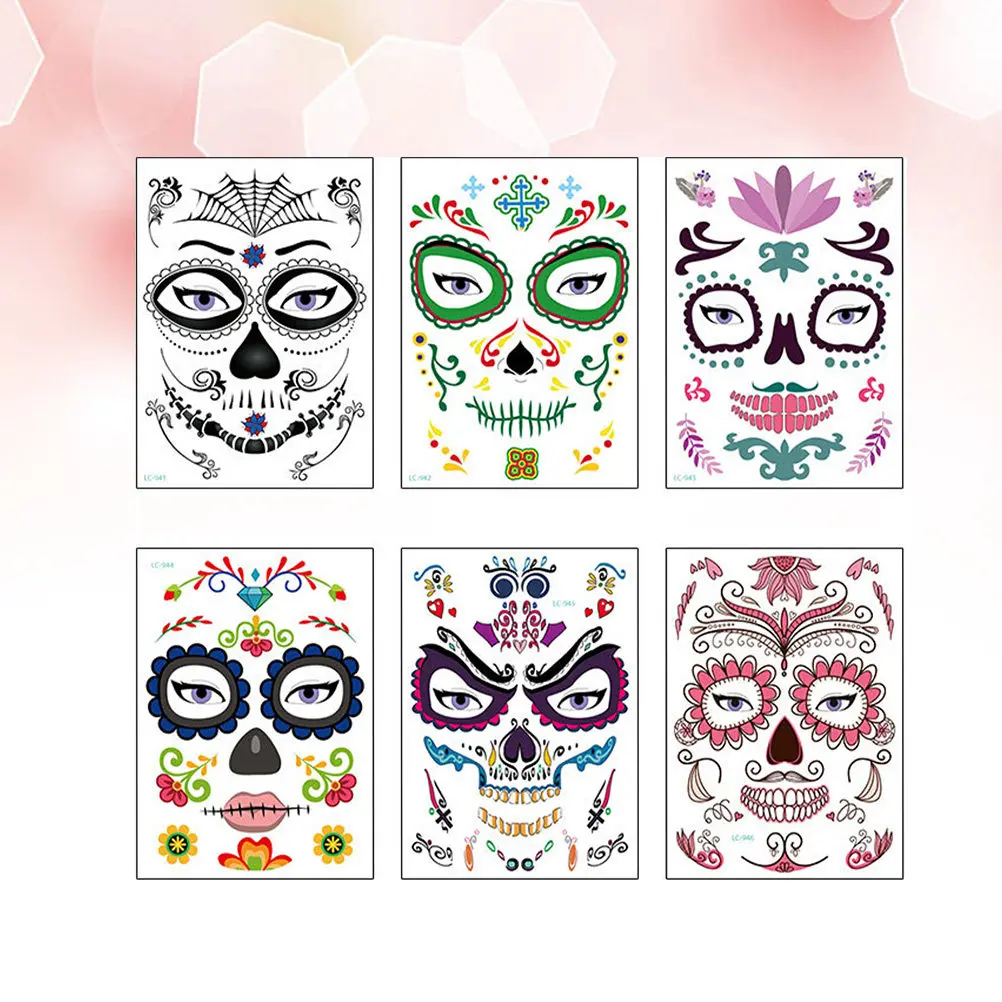 

6 Pcs Halloween Stickers Spots Makeup Party Supplies Festival Funny Body Decorations