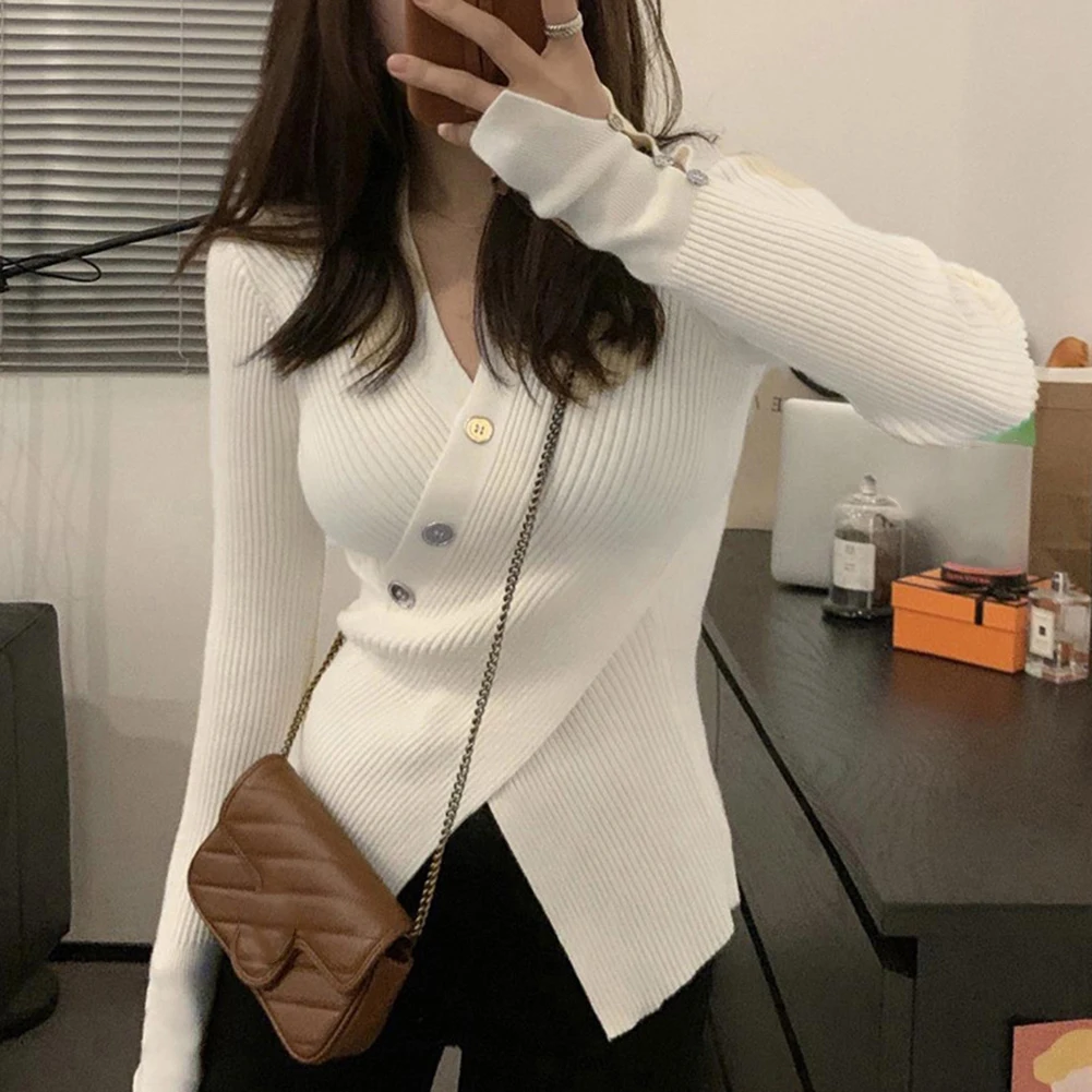 

Long Sleeve Vneck Sweater with Crossover Knitted Design for Women Suitable for Multiple Occasions Including Vacation and Daily