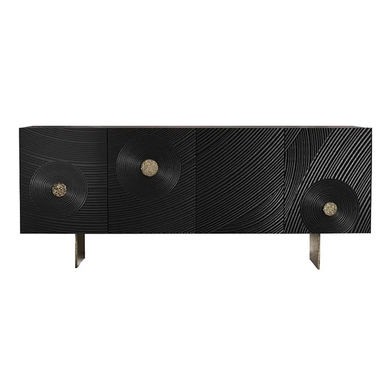 

e light luxury minimalist modern solid wood carving flower chest dining side cabinet acrylic Internet celebrity new product