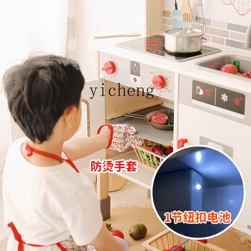 Zz لعب الأطفال الفاخرة المطبخ الصوت والألعاب الخشبية الخفيفة 3-6 سنوات محاكاة الثلاجة محاكاة