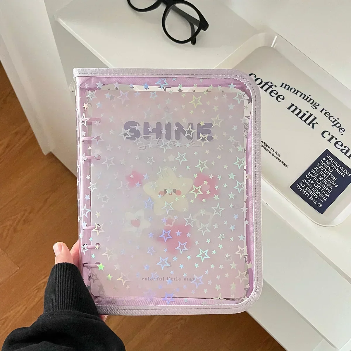 A5 Laser Star Zipper Binder Organizer