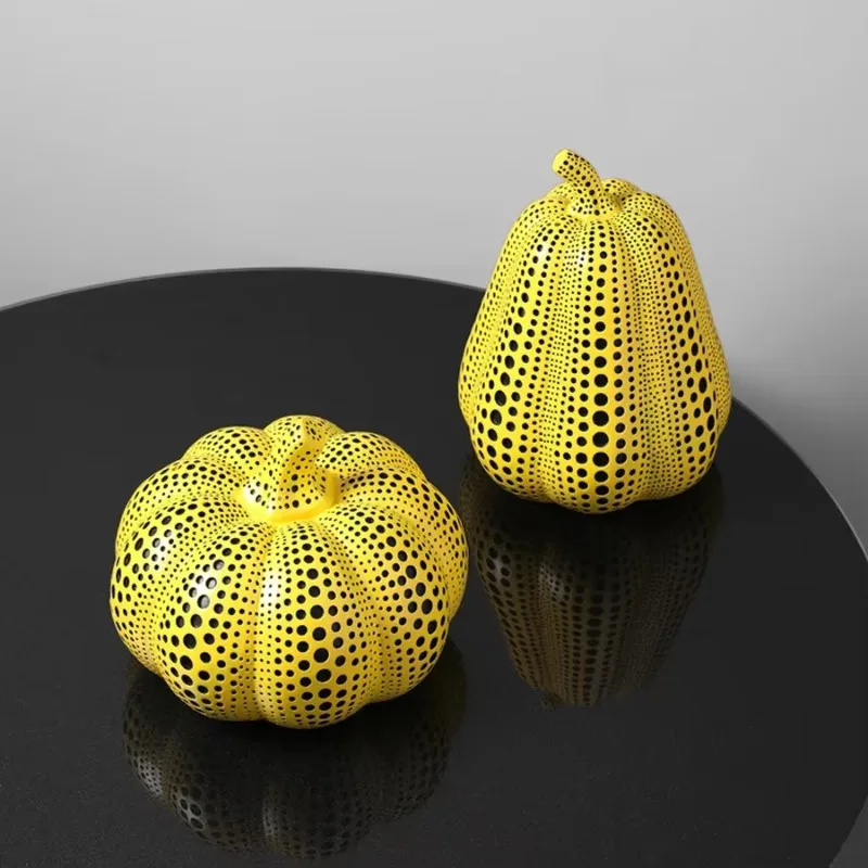 Estatuas de pájaros de calabaza, búho, animales, puntos amarillos, adorno, escultura para el hogar y la habitación, bonita cosec