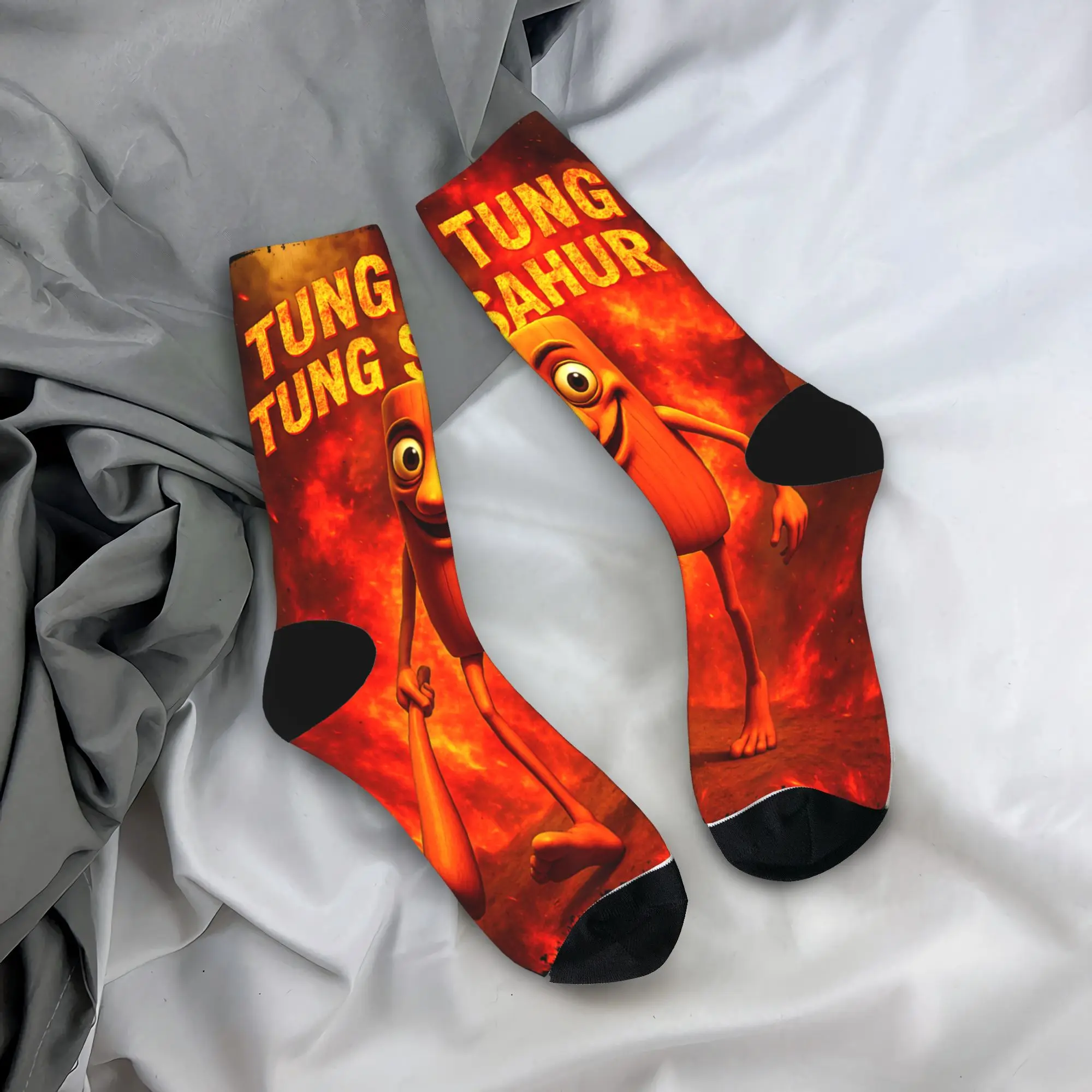 Tung Tung Tung Tung Sahur Italian Brainrot Meme Strümpfe Design Retro Socken Winter Anti-Schweiß-Socken Herren Radsocken Qualitätssocken