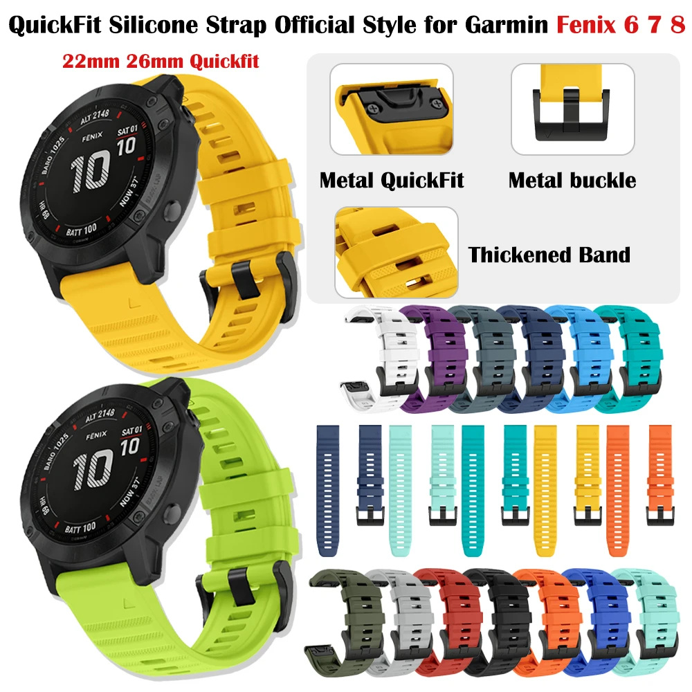 Offizielles Silikonarmband für Garmin Fenix 6 22 26mm QuickFit Wasserdichtes Silikon-Uhrenarmband Kompatibel mit Garmin Fenix 8