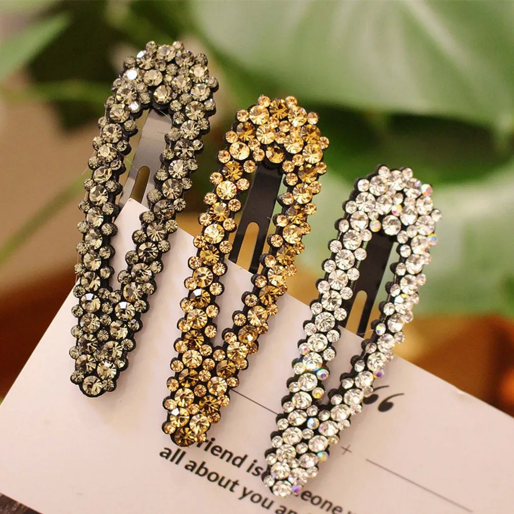 

3pcs Crystal Bling Clips Women Barrettes Fashion Hair Pins Girls Accessories Elegant Sparkling Shiny Durable Dress Up Party Hair