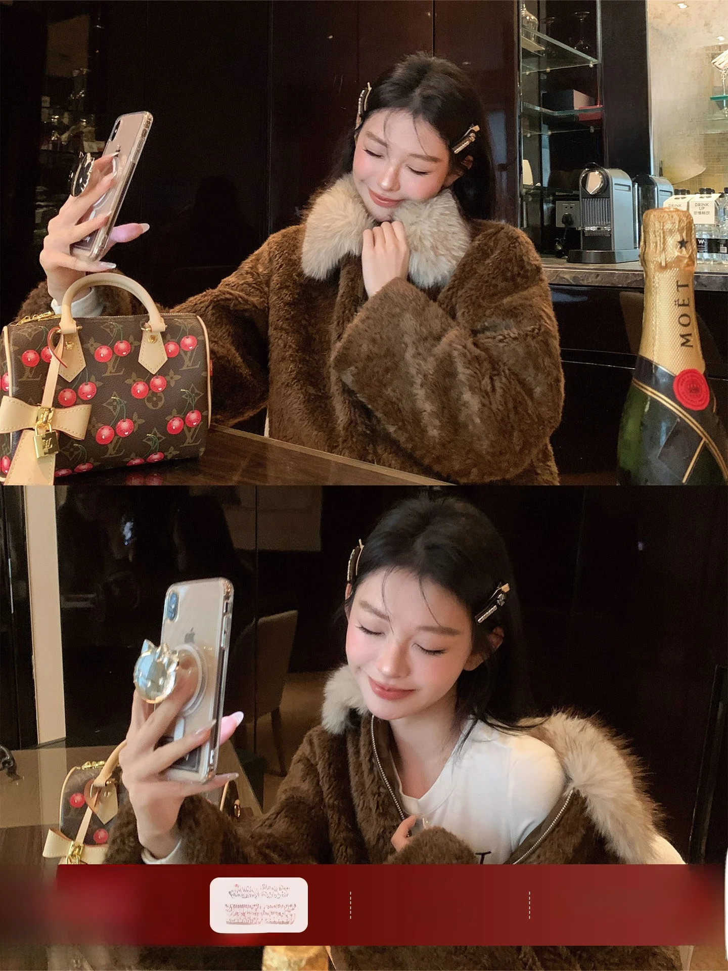 

Okaaay Mist Island Velvet Coat Casual Loose Warm ort Fake Fur Collar Autumn Winter Outerwear for Women Stand Fit Zipper