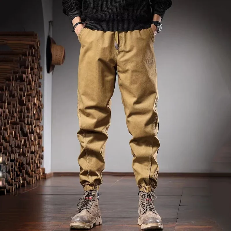 Men's Cool Style Street Versatile Casual Pants Stretch Waist Khaki Hot Sale Climbing Trousers Brand Fit Joggers New Cargo Pants