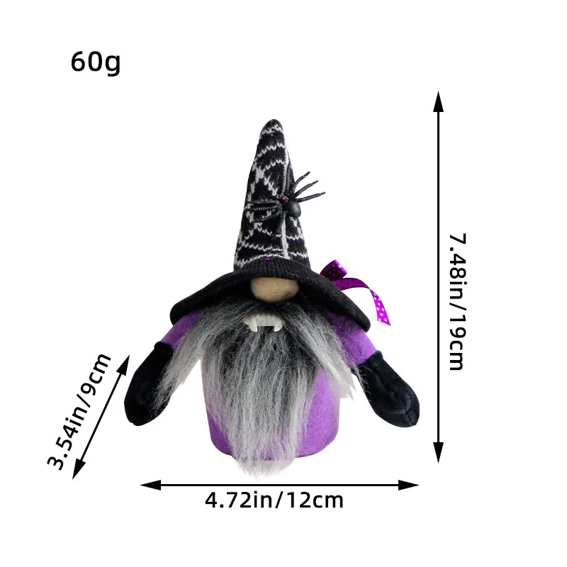 1pcs Halloween Broomstick Top Hat Witch Dwarf Gnome Doll Ornaments Cute Cartoon Dwarf Elf Home Decor Halloween Xmas Party