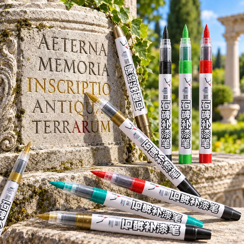 Golden Tombstone Marker Pen Restores Faded Inscriptions On Tombstone Headstone Granite Surfaces Weather Resistant Paint Marker