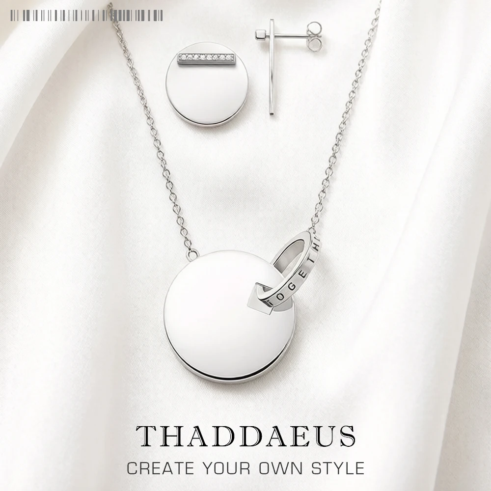Zusammen für immer runde Scheibe Halskette und Ohrring Schmuck Set brandneue 925 Sterling Silber romantisches Geschenk für Frauen