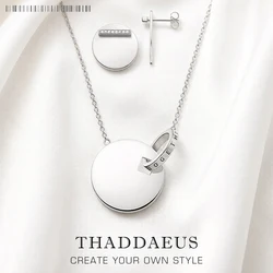 Together Forever Round Disc Necklace and Earring Jewelry Set Brand New 925 Sterling Silver Romantic Gift For Women