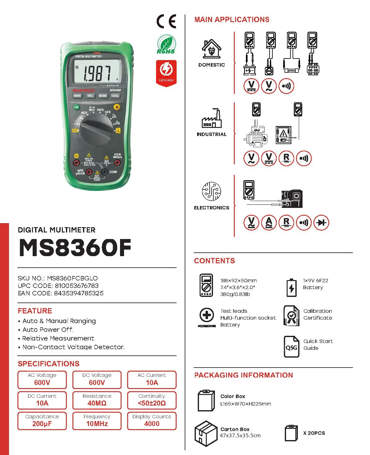 Mastech ms8360c/e/f/g digital multimeter dmm induktivität kondensator hfe tester ac/dc spannung strom ohm meter mit temperatur