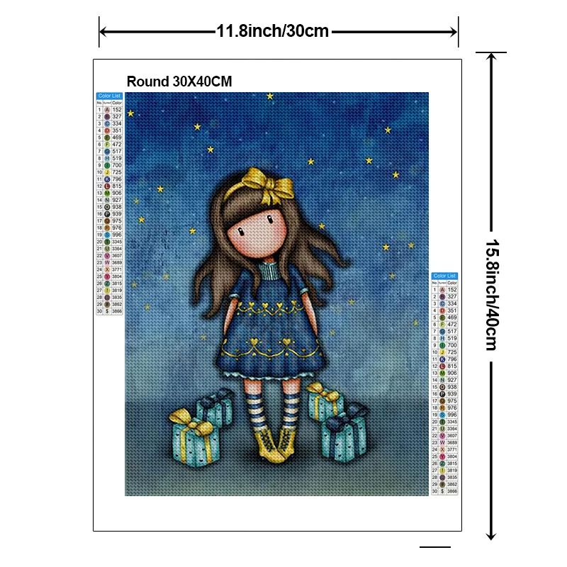 Handmade DIY cartoon cute girl diamond painting Santoro London Gorjuss cross stitch poker card tea cup mosaic home decoration