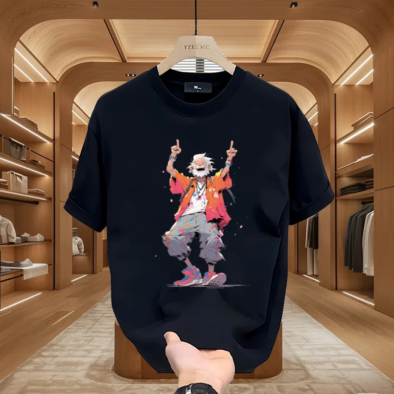 

Мужская летняя повседневная футболка свободного кроя с круглым вырезом и принтом в американском стиле, из хлопка, для молодежи