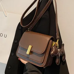 Vintage Elegant Flap Small Square Bag for Women PU Leather Shoulder Messenger Bag Fashion Small Crossbody Bag Designer Handbag