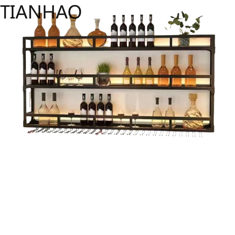 Modern Lighting Wall Mounted Wine Cabinet, Bar Counter Background, Wine Cup Holder, Inverted Wall Mounted Shelf, Wine Rack