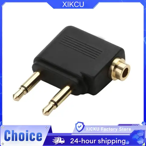XIKCU 1-5pcs/Lot Dual 3.5mm Plug Adaptor Jack Audio Headphone Converter Adapter for Airline Airplane Travel Earphone Connector
